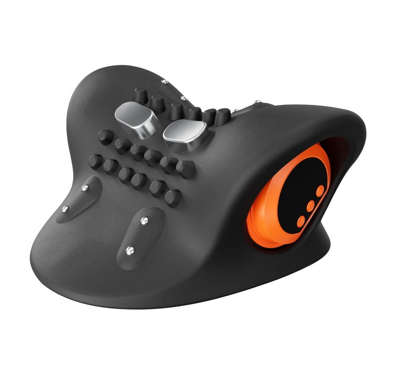 porodo Heated Cervical Pillow Massager, 60 Min Working Time, Deep Kneading, Heating Function, Remote Controller, Portable Electric Body Massager For Back Neck Pain Relief - Black - Image 1